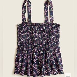 NWT J CREW Satin Smocked Top Twilight Berry L
